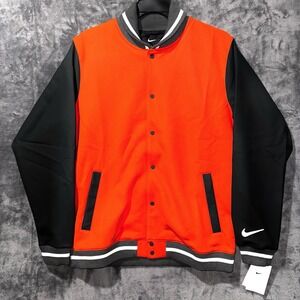 Nike Men's Team Orange Letterman Jacket Full-Snap [DJ5971-657] NWT Sz Large‎